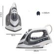 Fer à repasser Hausberg HB-7850GR, 1300 W, semelle en acier avec revêtement céramique, réservoir d&#39;eau de 150 ml, gris-blanc
