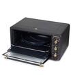 Rustikaler Elektrobackofen HAUSBERG HB-8001RST, 1400W, 48l, Mechanische Zeitschaltuhr, Einstellbarer Thermostat, 4 Einschubhöhen, Hochtemperaturbeständige Glastür, Mechanische Blende, Schwarz-Gold
