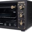 Rustikaler Elektrobackofen HAUSBERG HB-8001RST, 1400W, 48l, Mechanische Zeitschaltuhr, Einstellbarer Thermostat, 4 Einschubhöhen, Hochtemperaturbeständige Glastür, Mechanische Blende, Schwarz-Gold