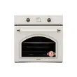 Rustikales Einbaupaket, Hausberg HB-8050 Elektrobackofen, Klasse A, 57l, Umluft, Beige + Einbaukochfeld HB-570, 4 Brenner, Gas, Glas + Dekorative Dunstabzugshaube HB-1500, 60cm, Aluminiumfilter, Beige