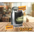 HAUSBERG HB-8770 Keramik-Heizlüfter, 1500 W, regelbarer Thermostat, 2 Geschwindigkeiten, Ventilatorfunktion, Absturzsicherung, geräuschlos, Tragegriff, silber