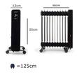 Hausberg HB-8955NG Digitaler Elektroheizer mit Fernbedienung, 2500 W, 11 Elemente, 3 Einstellungen, elektronischer Thermostat, Überhitzungsschutz, Kippschutz, Schwarz
