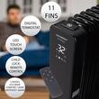 Hausberg HB-8955NG Digitaler Elektroheizer mit Fernbedienung, 2500 W, 11 Elemente, 3 Einstellungen, elektronischer Thermostat, Überhitzungsschutz, Kippschutz, Schwarz