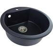 Hausberg Adina HBC-9701 Küchenspüle, Komposit, schwarz, rundes Becken, Durchmesser 51 cm