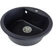 Hausberg Adina HBC-9701 Küchenspüle, Komposit, schwarz, rundes Becken, Durchmesser 51 cm
