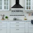 Hausberg HB-1260NG Dekorative Einbauhaube, Saugleistung 400 m3/h, 1 Motor, 60 cm, Schwarz
