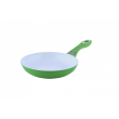 Ceramic pan Ertone ERT-MN 324, removable silicone handle, size 24 cm, ergonomic design, eco cooking, White/Green