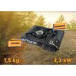 Ertone ERT-MN232 Tragbarer 2-in-1-Campingkocher, Für Sprüh- und Standardflaschen, 2,2 kW, Piezozündung, Schwarz