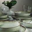 Moderna Dotti table service, 24 pieces, 6 people, porcelain, green, kutahya porcelain