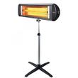 Pachet Radiator electric cu infrarosu KUMTEL EX25, 2500W, Termostat, Corp metalic, Protectie 20 IP, Negru, Suport HAUSBERG HB-8711, aluminiu/plastic, 65 - 109 cm