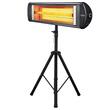 Pachet Radiator electric cu infrarosu KUMTEL EX25, 2500W, Termostat, Corp metalic, Protectie 20 IP, Negru, Suport radiator Hausberg HB-8712NG, metalic, reglabil pe inaltime 100-180 cm