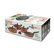 Flonal Pepita Granit Kochtopf-Set, 8-teilig, Aluminium mit Antihaft-Steinbeschichtung