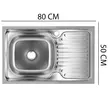Sanitec S416S Küchenspüle, für Maske, satiniert, Becken links, 80x50cm, Edelstahl