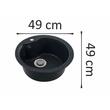 Kitchen sink Sanitec Pi SN9032NG, granite-composite, black, 1 round bowl, 49 cm