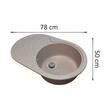 Kitchen sink Sanitec NS SN9033DR-BEIGE, granite-composite, beige, 1 right bowl, 78 x 50 cm