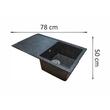 Chiuveta bucatarie Sanitec Elmy SN9035DR-NG, granit-compozit, negru, 1 cuva dreapta, adancime 21 cm, 78 x 50 cm