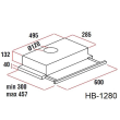 Built-in telescopic hood Hausberg HB 1280, Suction power 280m3/h, 1 motor, 60 cm