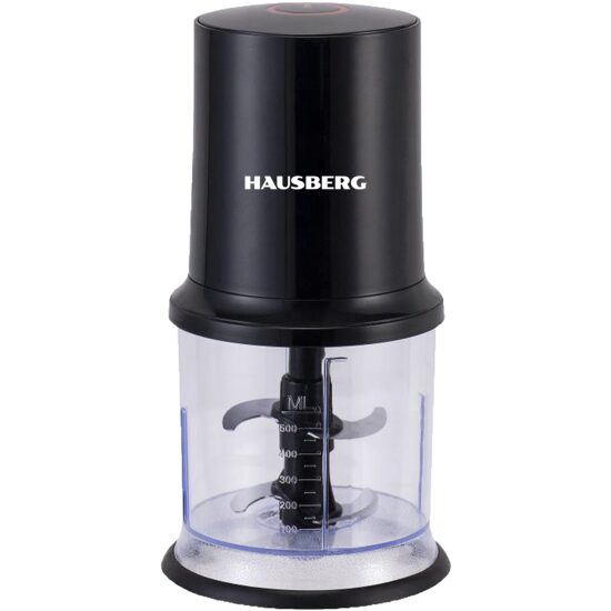 HAUSBERG HB-4502NG Elektrozerkleinerer, 400W, 1 Geschwindigkeit, 500 ml, Kunststoffschüssel, 2-Klingen-Edelstahlmesser, Schwarz