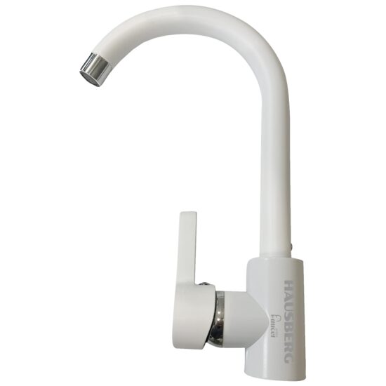 HAUSBERG HB-F5002 kitchen faucet, single lever, matte finish, White