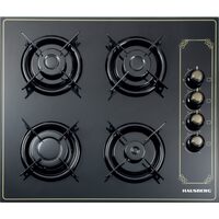Hausberg HB-575RST Einbaukochfeld Rustica, 4 Brenner, Gas, 60 cm, Schwarz