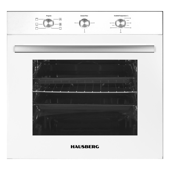 Four encastrable Hausberg HB-8053AB, électrique, puissance 2225 W, 71 l, 6 fonctions, ventilation, minuterie, classe A, blanc