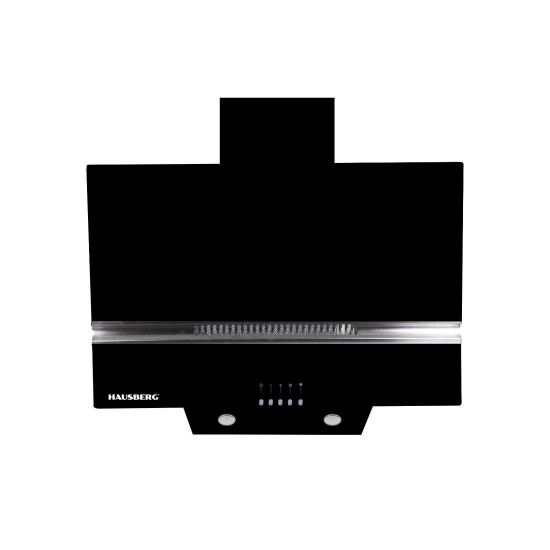 Hotte décorative encastrable Hausberg HB-1830NG, 60 cm, filtre aluminium, moteur éco 450 m³/h, noir