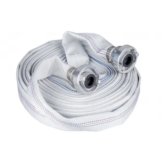 Tuyau de refoulement TATTA TT-C2015, diamètre 1&quot;, rouleau de 20 m avec raccords métalliques, intérieur et extérieur recouverts de PVC