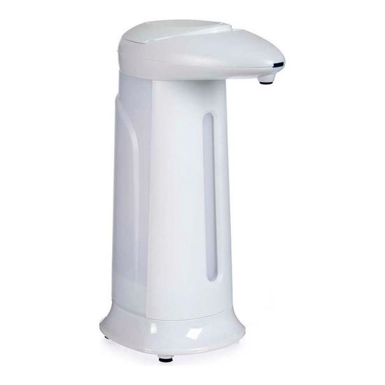 Distributeur de savon automatique avec capteur, 340 ml, plastique résistant, 4 piles AAA, 1,5 V incluses, blanc