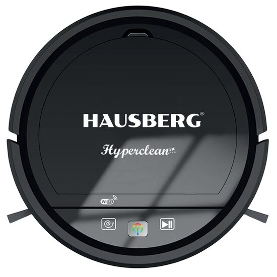 Hausberg HB3005 Staubsaugerroboter, WLAN, 20W, Staubsaugen und Wischen, Sprachsteuerung, reinigt Fläche 90-120m/2, 2 Stunden Autonomie, 350ml Staubbehälter, 65 dB Geräuschpegel, Schwarz