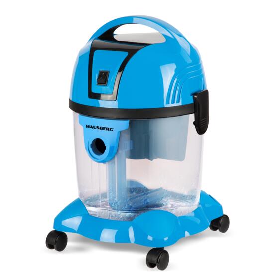 Aspirateur à filtration d&#39;eau Hausberg HB-2830BL, puissance 2 200 W, capacité 18 L, niveau sonore 81 dB, filtre lavable, tube télescopique en métal, bleu