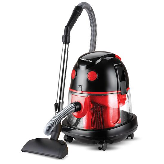 Vacuum cleaner with water filtration Hausberg HB-2880, Power 2400W, Capacity 20L, Noise Level 85dB, Washable Filter, Red/Black
