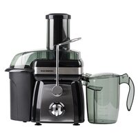 Hausberg HB-7540 Obst- und Gemüseentsafter, 1000 W, 2 Geschwindigkeiten, 1 l Tresterbehälter, 1 l Saftbehälter, Schiebezubehör, Schwarz + Silber