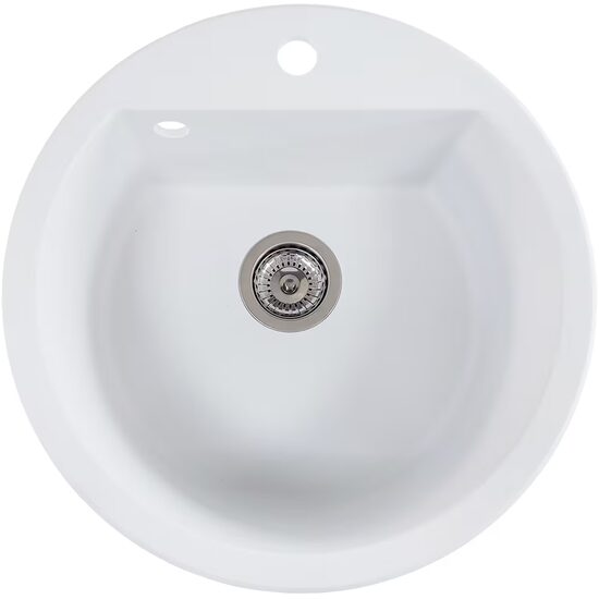 Évier de cuisine Hausberg Adina HBC-9700, composite, blanc-beige, cuve ronde, 51 cm