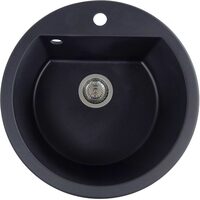Hausberg Adina HBC-9701 Küchenspüle, Komposit, schwarz, rundes Becken, Durchmesser 51 cm