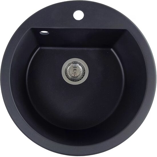 Hausberg Adina HBC-9701 Küchenspüle, Komposit, schwarz, rundes Becken, Durchmesser 51 cm