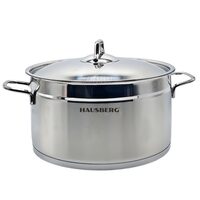 HAUSBERG HB-H774 Topf zylindrisch, Edelstahl mit Deckel, Inhalt 6,5 l, Ø 24 cm, doppelter Boden