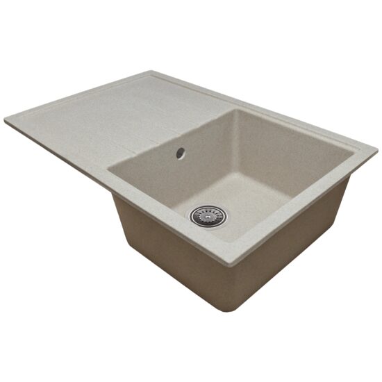 Évier de cuisine Hausberg Elmy SN9035DR-BEJ, composite de granit, beige, 1 bac à droite, 78 x 50 cm