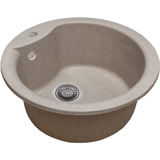 Kitchen sink Sanitec Pi SN9032BEJ, granite-composite, beige, 1 round bowl, 49 cm