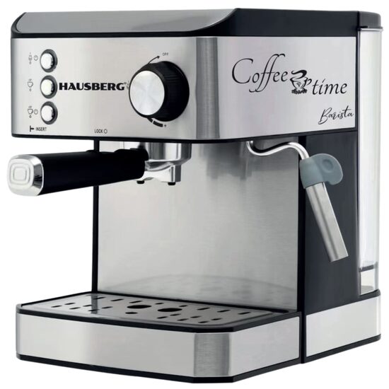 HAUSBERG HB3725 Kaffeemaschine, gemahlener Kaffee, 15 bar, 850-1000 W, grau mit schwarz