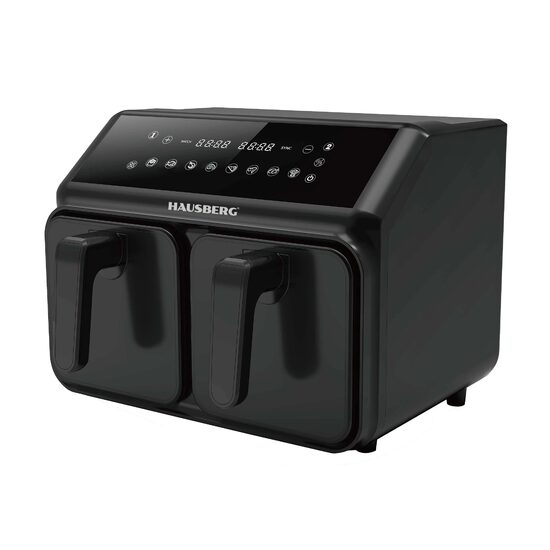 HAUSBERG HB-2375 hot air double fryer, 2200-2400W, 8 liters, Timer, 8 cooking programs, 200C, Black