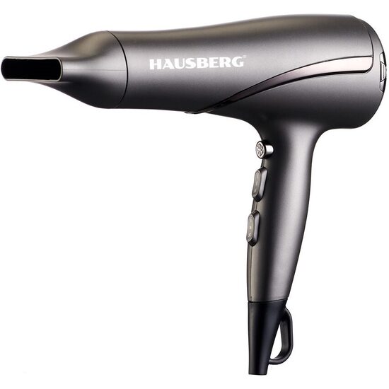 HAUSBERG HB-24GR Haartrockner, 1800 W – 2200 W, 2 Geschwindigkeiten, 3 Temperaturstufen, Schnelltrocknungsfunktion, grau