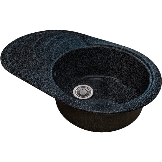Kitchen sink Sanitec NS SN9033DR-NG, granite-composite, black, 1 round bowl, right, 78 x 50 cm