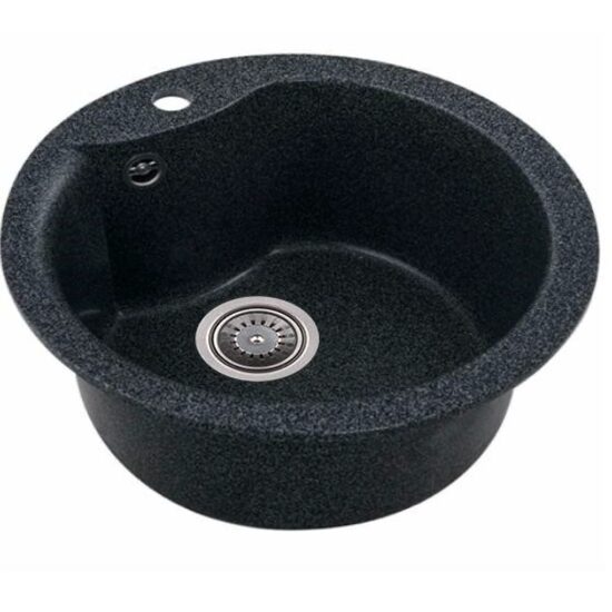 Kitchen sink Sanitec Pi SN9032NG, granite-composite, black, 1 round bowl, 49 cm
