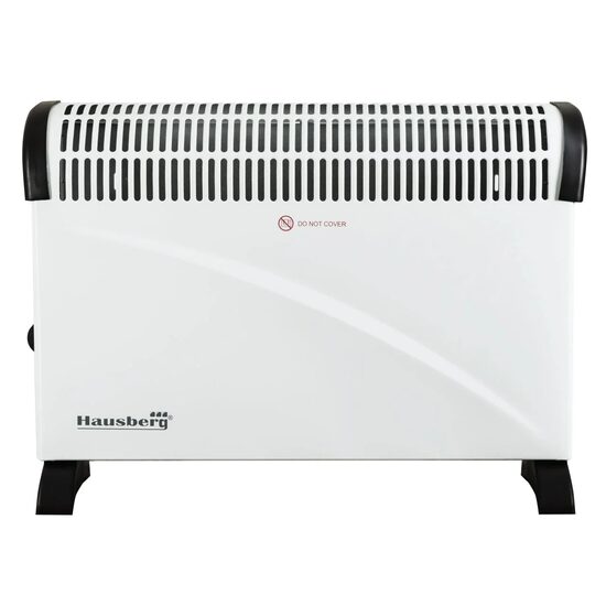 Convecteur électrique HAUSBERG HB-8206, 3 niveaux de puissance 750/1250/2000 W, thermostat réglable, protection contre la surchauffe, voyant lumineux, blanc