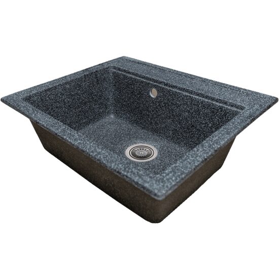 Évier de cuisine Sanitec Vena SN9034NG, composite de granit, noir, 1 bac rectangulaire, 60 x 50 cm