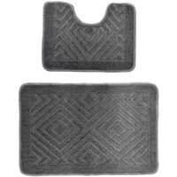 2er-Set HAUSBERG Badematten HB-H435GR, Textilmaterial, 46x72/46x35 cm, Grau