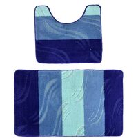 2er-Set HAUSBERG HB-H437BL Badematten, Textilmaterial, 57x100/57x50 cm, Blau