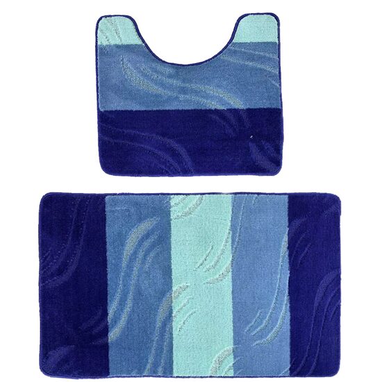 2er-Set HAUSBERG HB-H437BL Badematten, Textilmaterial, 57x100/57x50 cm, Blau