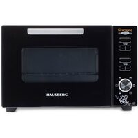 Digitaler Elektrobackofen mit Drehspieß und Umluft HAUSBERG HB-9260, 1800W, Turbo, Fassungsvermögen 48L, Temperaturregelung 230 Grad Celsius, Innenbeleuchtung, Schwarz