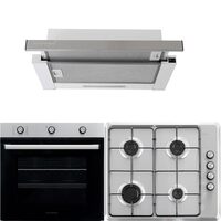 Einbaupaket Hausberg Backofen HB-8053IN, Elektro, Leistung 2225 W, 71 l, 6 Funktionen, Umluft, Timer, Klasse A, Kochfeld HB-580IN, Elektrozündung, Gas, 4 Brenner, Sicherheit, Schwarz-Edelstahl Haube HB-1285IN, 420 m3/h, 2 Motoren, 60 cm, Schwarz-Edelstahl